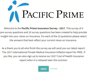 a screenshot of our pacific prime insurance survey page
