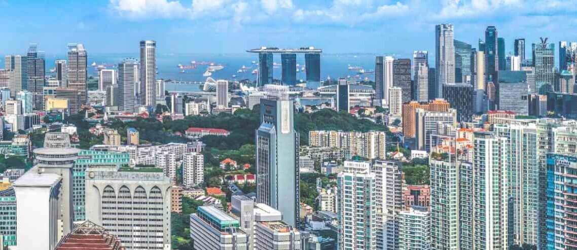 View of Singapore with Marina Bay Sands in the background