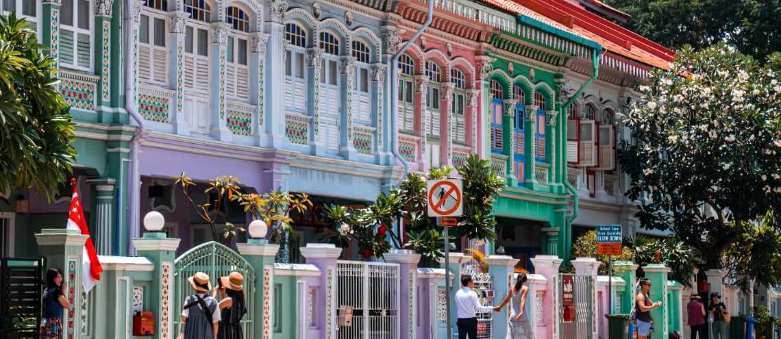 Colorful houses are plentiful in Singapore