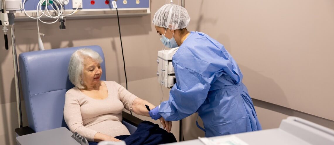 Doctor helping patient with her outpatient treatment